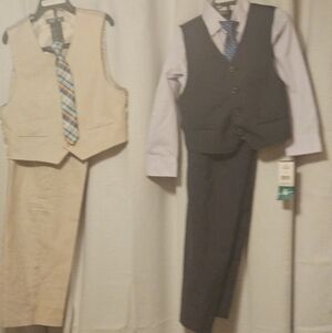 Two new Kenneth's Coal suits, Pants, Vests ++Navy & Tan BIG BOYS SZ 6